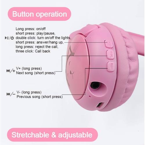 Headphone anak -anak Bluetooth yang trendi dengan headset kartu TF