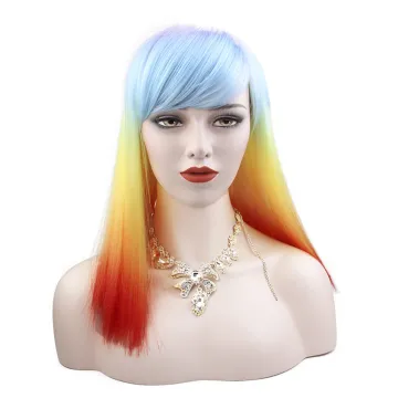 AliLeader Wholesale Silky Straight Lady Rainbow Hair Wigs