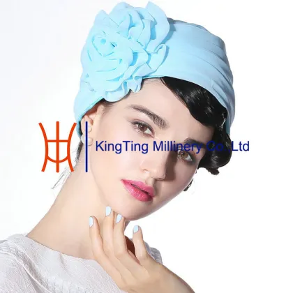 Fresh Blue Ladies Elegant Organza Bonnet Hats For Sale