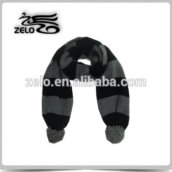 long style women 100% acrylic knitted scarf with pom pom