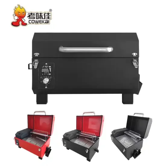 2024 hot Wholesale Price 8 In 1 Outdoor Rotating wood Grills Iron Powder Coating Barbecue top selling Wood pellet grills