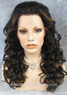 Chic style highlight brown silk top lace front wig