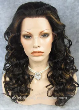 Chic style highlight brown silk top lace front wig