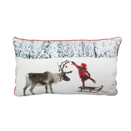 Little girl with milu cushion