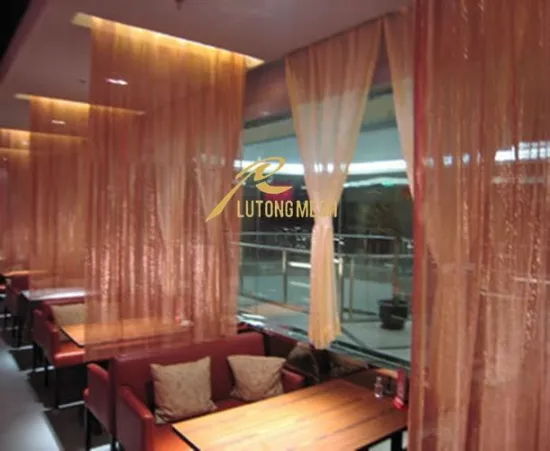 Metallic fabric curtain for metal partition decorative