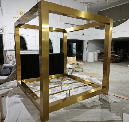Golden Metal Beds: Kensington King Bed with Tufted Headboard