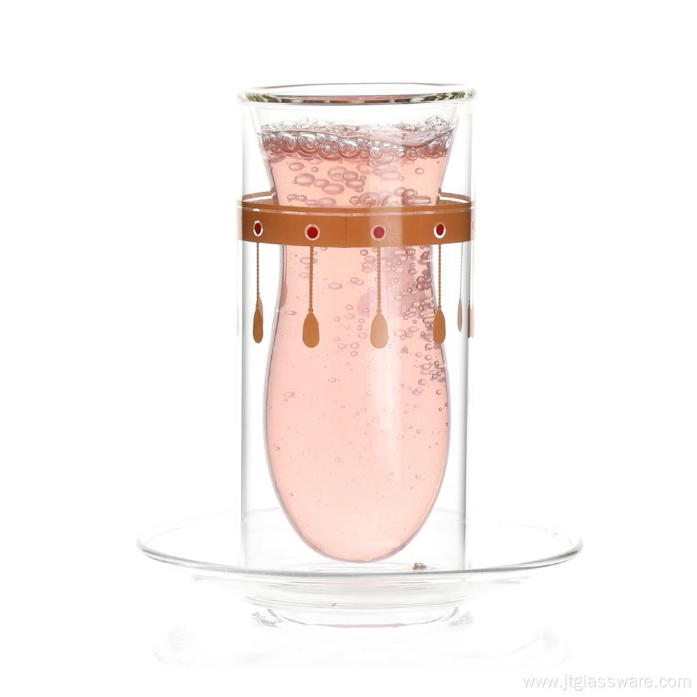 High borosilicate double wall glass cup