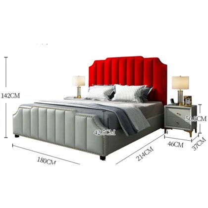 American Simple Style Luxury Leather Upholstered Storage Bed