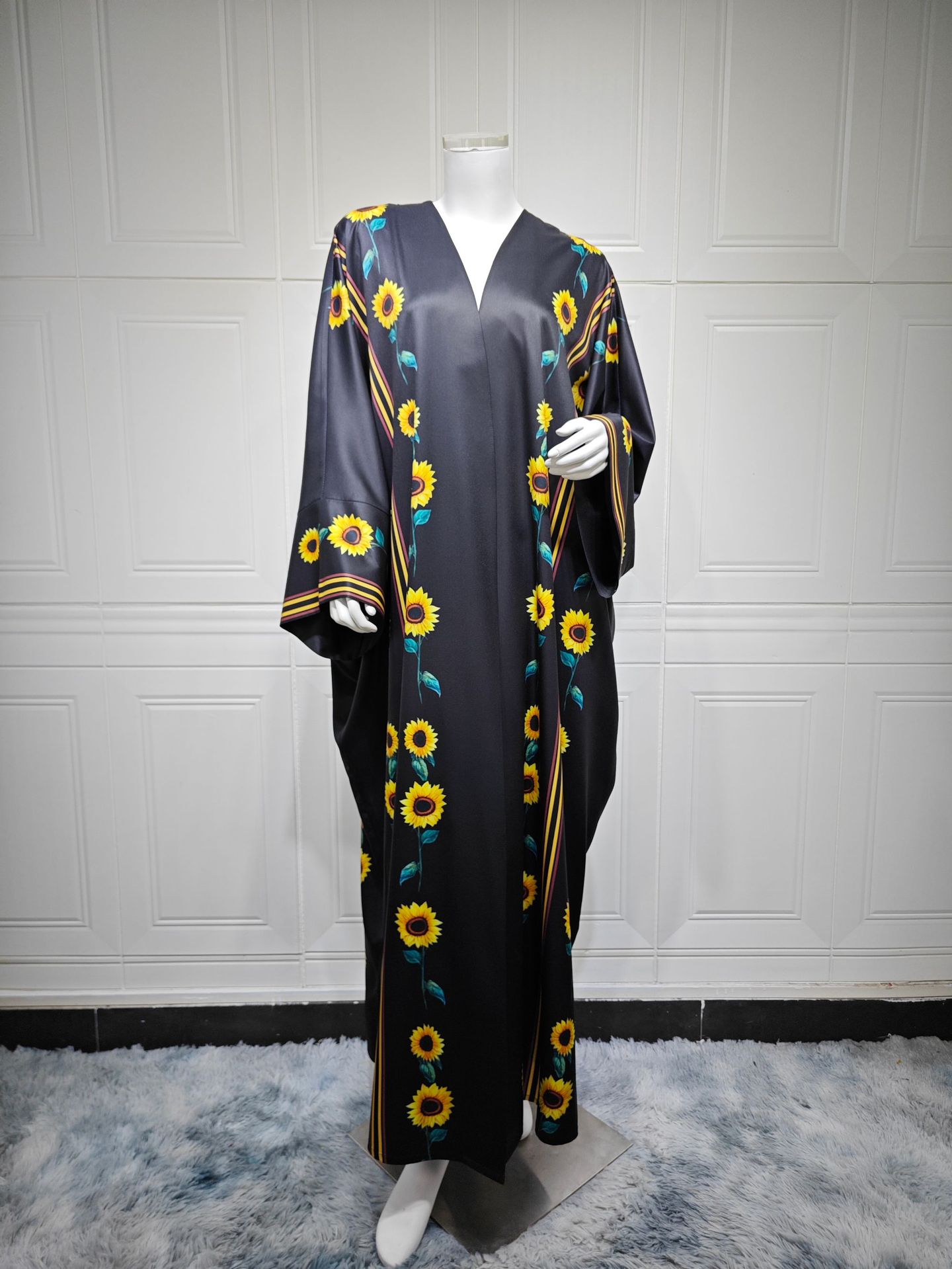 Sunflower Print Abaya Hijab Set MQ254 (8)