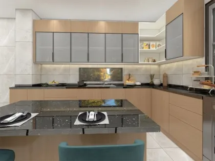 Pvc cabinets european style wood gloss kitchen cabinets