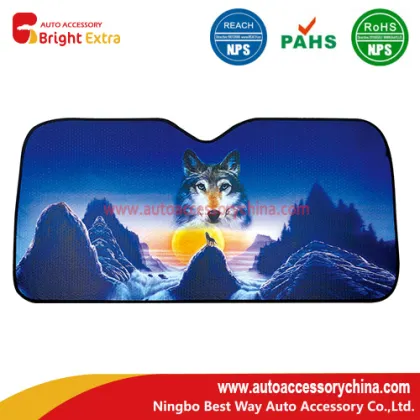 Silver Reflective Foldable Auto Sun Shade Wolf