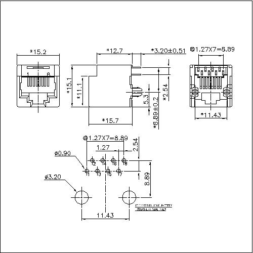 ATRJ5228-8P8C-GO-A-A-A-001 Modular Jack 8P8C Top Entry Jack