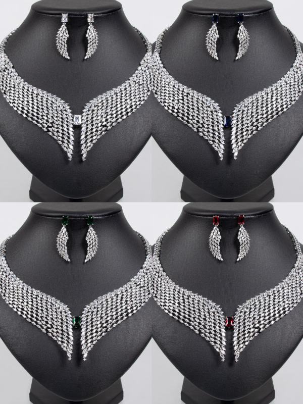 Wing Paved CZ Collar Bridal Set