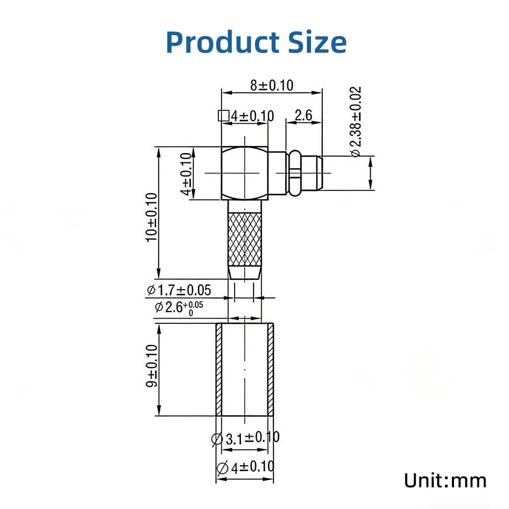 MMCX Male 90 Degree Right Angle Connector 5