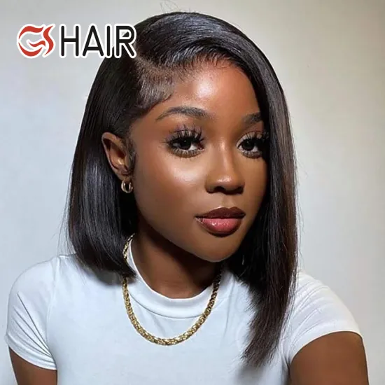GS Wholesale Brazilian Raw Hair Lace Front Wigs - Double Drawn 13x4 Bone Straight Bob for Black Women