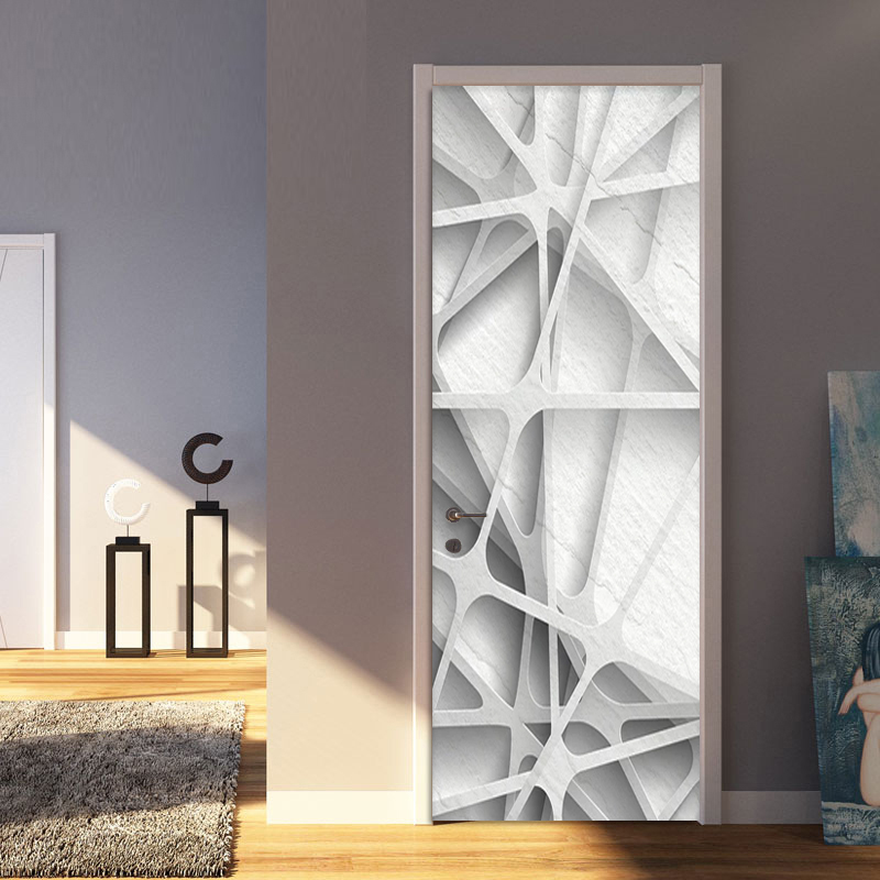 Modern Creative Mural Wallpaper 3D Stereo Geometric Pattern Door Sticker Living Room Study Room Wall Sticker PVC 3D Home Decals