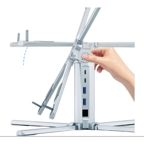 বায়ুচলাচল গর্ত সহ একটি ল্যাপটপ সমর্থন স্ট্যান্ড