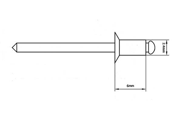 2,4x6,0 mm in acciaio inossidabile rivetti ciechi