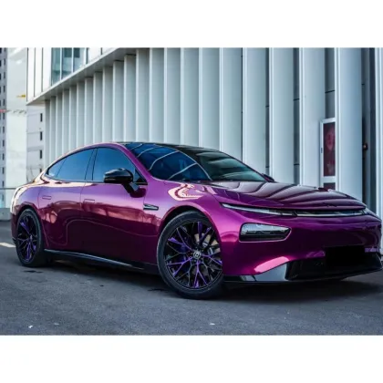 Glass Tower Red Car Wrap