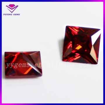 Good Quality Garnet Colour Square Shape Loose Cubic Zirconia Gemstone