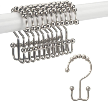 Nickel Curtain Hooks Rings Double Glide Shower Hooks