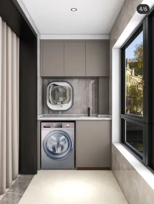 Stainless Steel Balcony Storage Cabinet with Laundry Sink