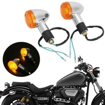 2Pcs/Set 12V Universal Motorcycle Turning Indicator Bullet Motorcycle Turn Signal Light Lamp Indicators Blinkers Amber Yellow