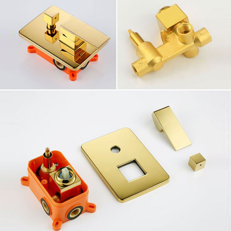 BAKALA Black Golden Brass Shower Faucet Mixing Valve 1-2-3 Ways Concealed Embedded box Brass Concealed Valve Wall Mount