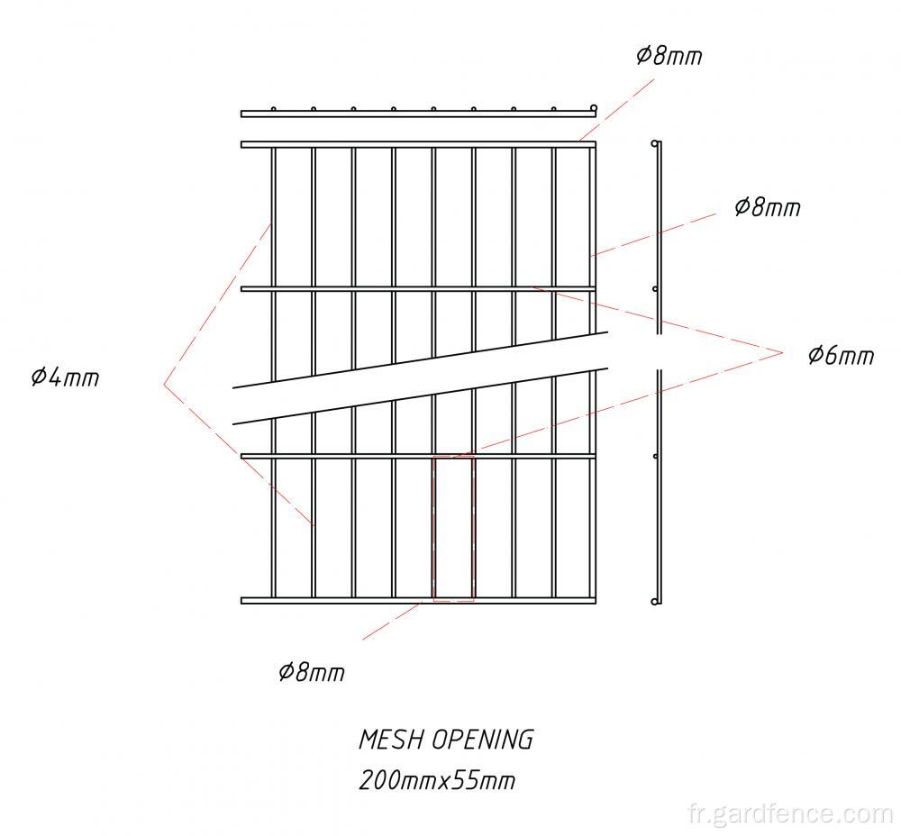 Clôture de panneau simple fil RAL6005 / RAL7016 / RAL9005