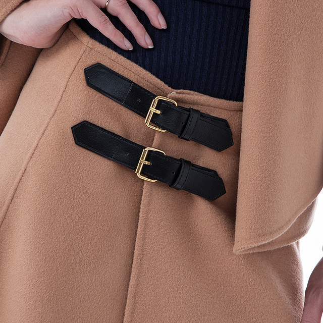 Camel cashmere overcoat waist