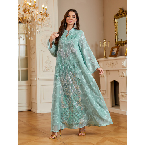 Lüks Boncuklu Payet Örgü İşlemeli Abaya