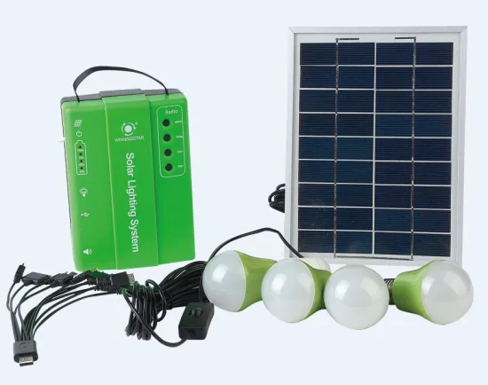 solar power station with 4 LED bulb for household light