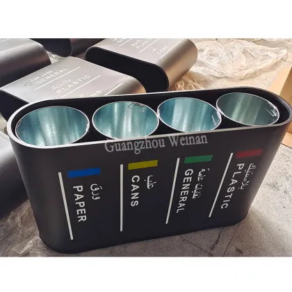 China Brand 160L Stainless Steel and Iron Airport Garbage Can for Sale