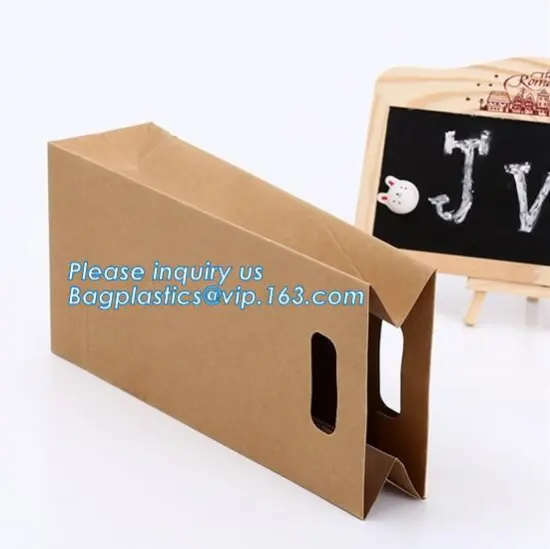 folding package wide bottom kraft paper fast food take away bags, fast food takeaway kraft paper bags, Kraft Brown Restaurant Ta