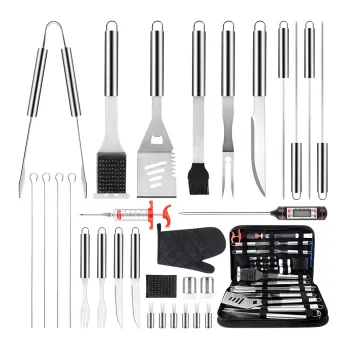 31-Piece Barbecue Accessories Tools Kit: Premium Stainless Steel Grilling Utensils Set with Portable Storage Bag - Perfect for Men, Women, and Dad