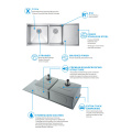 SUS304 Kċina Double Bowl Sink bi Drainboard