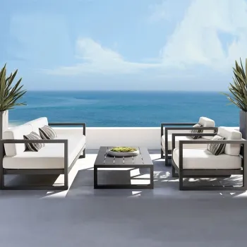 Hot Selling Waterproof Sectional Sofa Set with Modern Rattan and Fire Pit Table for Patio and Garden Outdoor Furniture