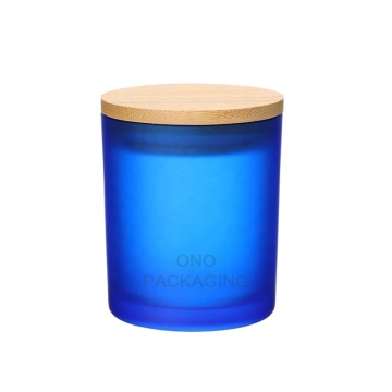 ONO Wholesale: Customized Luxury Empty Blue Glass Candle Jars with Rose Gold Metal Lid and Gift Box