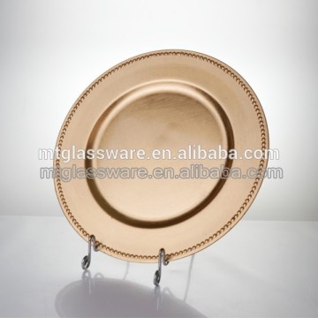 FDA,PP,Eco-friendly 43cm gold plastic disposable charger plate