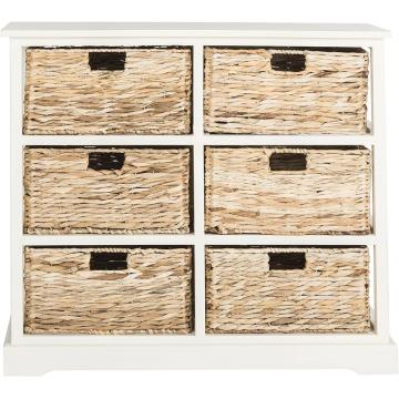 Clothes Wooden Cabinets 6 Wicker Basket Storage Chest