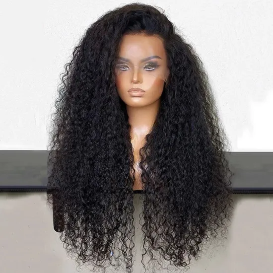 Water wave 13x4 front lace wig human hair 150% density suitable for women Brazilian curly real hair wig, natural color 26 inches