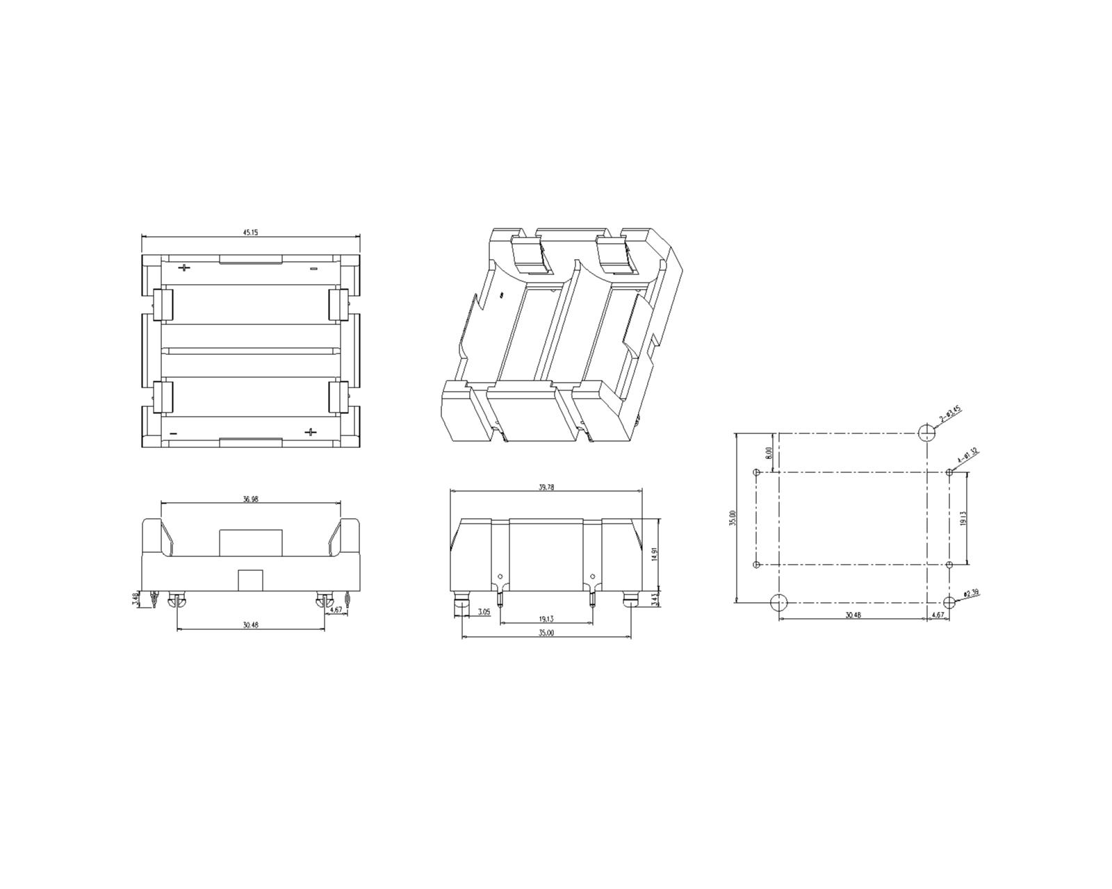 BBC-S-SN-A-097 Dual Battery Holder For 18350 THM