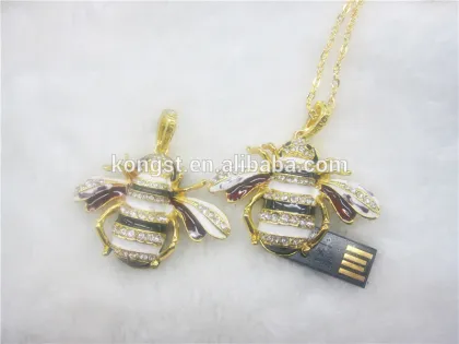 crystal jewelry bee usb, crystal bee usb flash drive, usb bee shape pen drive
