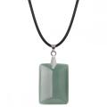 Aventurine verte 25x35 mm Collier pendentif en pierre rectangulaire pour femmes hommes