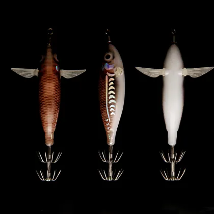 LETOYO 5.5g/75mm Floating Sutte Luminous Squid Jig with Double Umbrella Hook - 7 Colors Mini Squid Jig