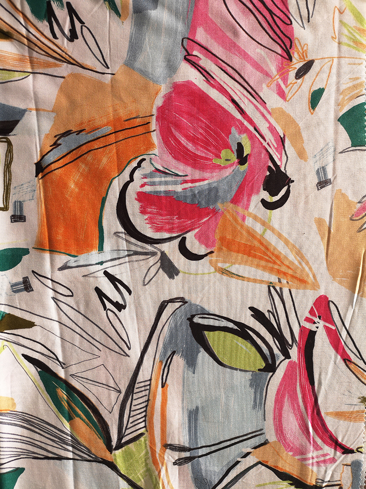 Scrawl Design Rayon Challis 30S Printing Woven Fabric