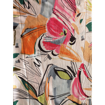 Scrawl Design Rayon Challis 30S Printing Woven Fabric