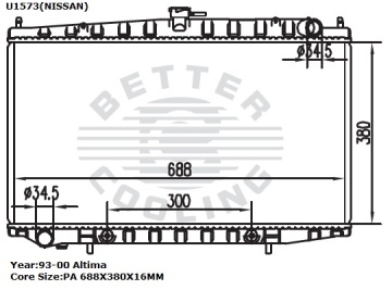 Auto radiator aluminium untuk Nissan Altima/Bluebird 93-00