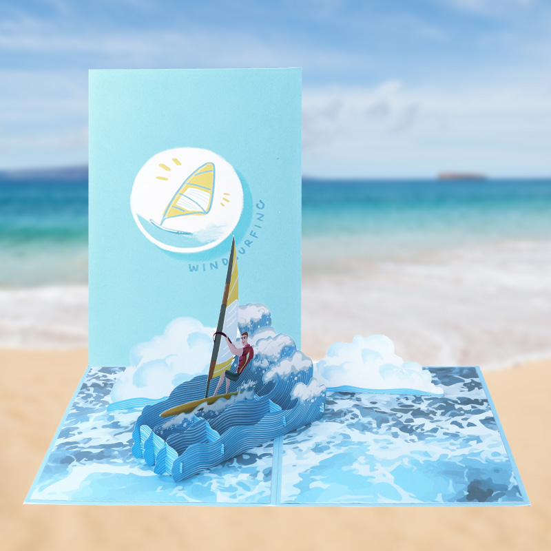 sea wave pop up greeting card