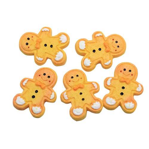 Simulazione natalizia Gingerbread Man Biscotti Decorazione in resina Craft Flatback Kawaii Cabochon Scrapbooking per la decorazione del telefono